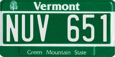 VT license plate NUV651