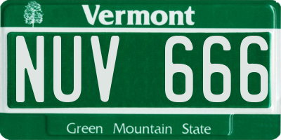 VT license plate NUV666