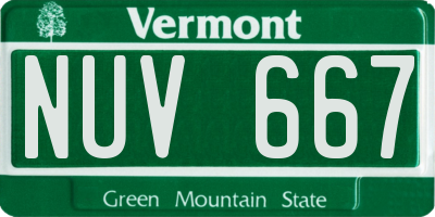 VT license plate NUV667