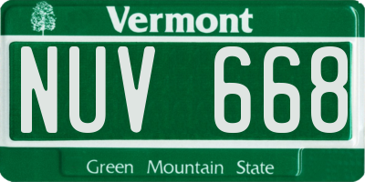 VT license plate NUV668