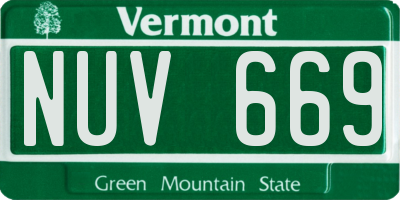 VT license plate NUV669