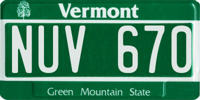 VT license plate NUV670