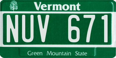 VT license plate NUV671