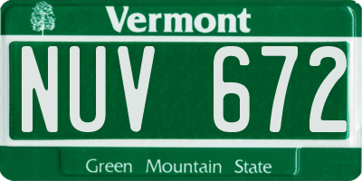 VT license plate NUV672