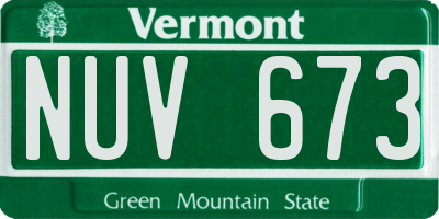 VT license plate NUV673