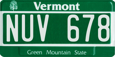 VT license plate NUV678