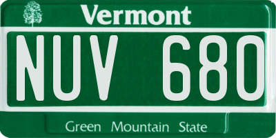 VT license plate NUV680