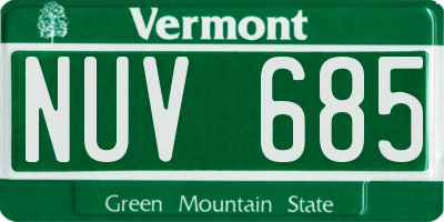 VT license plate NUV685