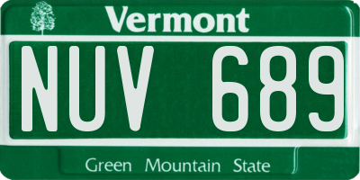 VT license plate NUV689
