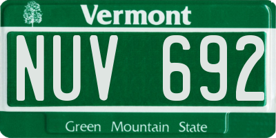 VT license plate NUV692