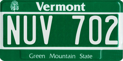 VT license plate NUV702