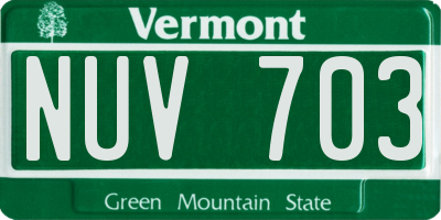 VT license plate NUV703