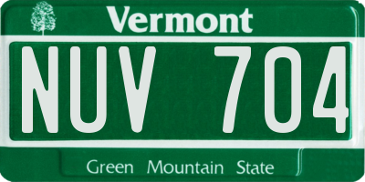 VT license plate NUV704