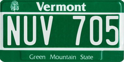 VT license plate NUV705