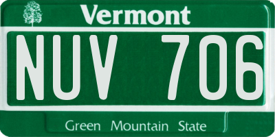 VT license plate NUV706