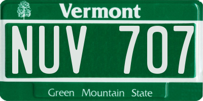 VT license plate NUV707