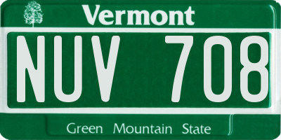 VT license plate NUV708