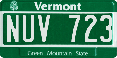 VT license plate NUV723