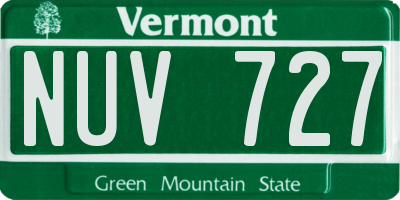 VT license plate NUV727