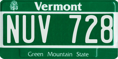 VT license plate NUV728