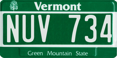 VT license plate NUV734