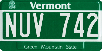 VT license plate NUV742