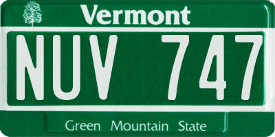 VT license plate NUV747