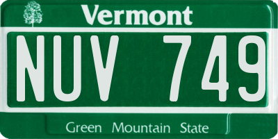 VT license plate NUV749