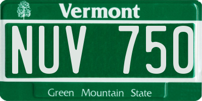 VT license plate NUV750