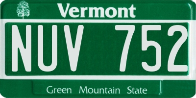 VT license plate NUV752