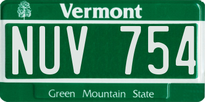 VT license plate NUV754