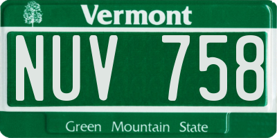 VT license plate NUV758