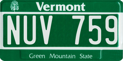 VT license plate NUV759