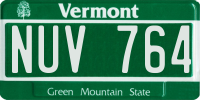 VT license plate NUV764