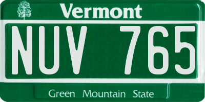 VT license plate NUV765
