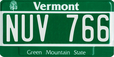 VT license plate NUV766