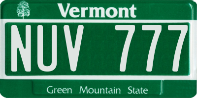 VT license plate NUV777