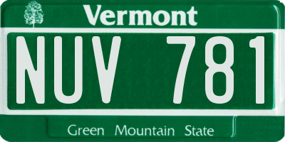 VT license plate NUV781