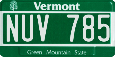 VT license plate NUV785