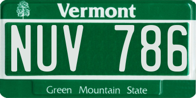 VT license plate NUV786