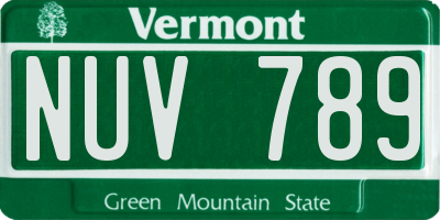 VT license plate NUV789