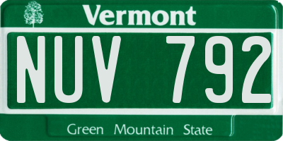 VT license plate NUV792