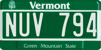 VT license plate NUV794
