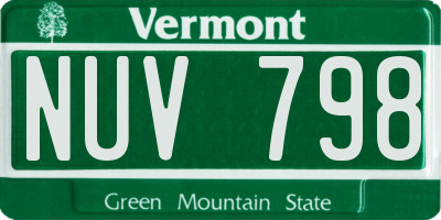 VT license plate NUV798