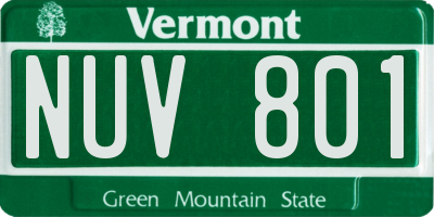 VT license plate NUV801