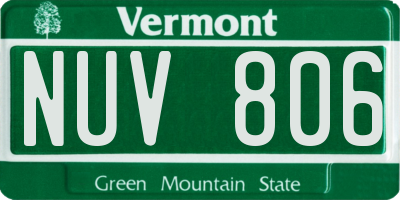 VT license plate NUV806