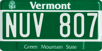 VT license plate NUV807