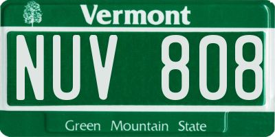 VT license plate NUV808