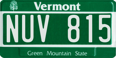 VT license plate NUV815