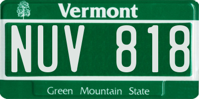 VT license plate NUV818